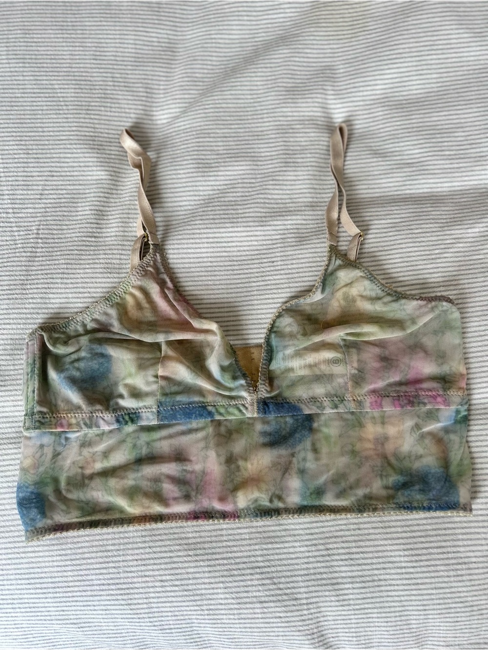 Watercolor Floral Mesh Longline Bralette